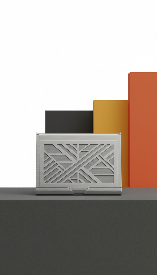 Aluminum business card holder with bold engraving