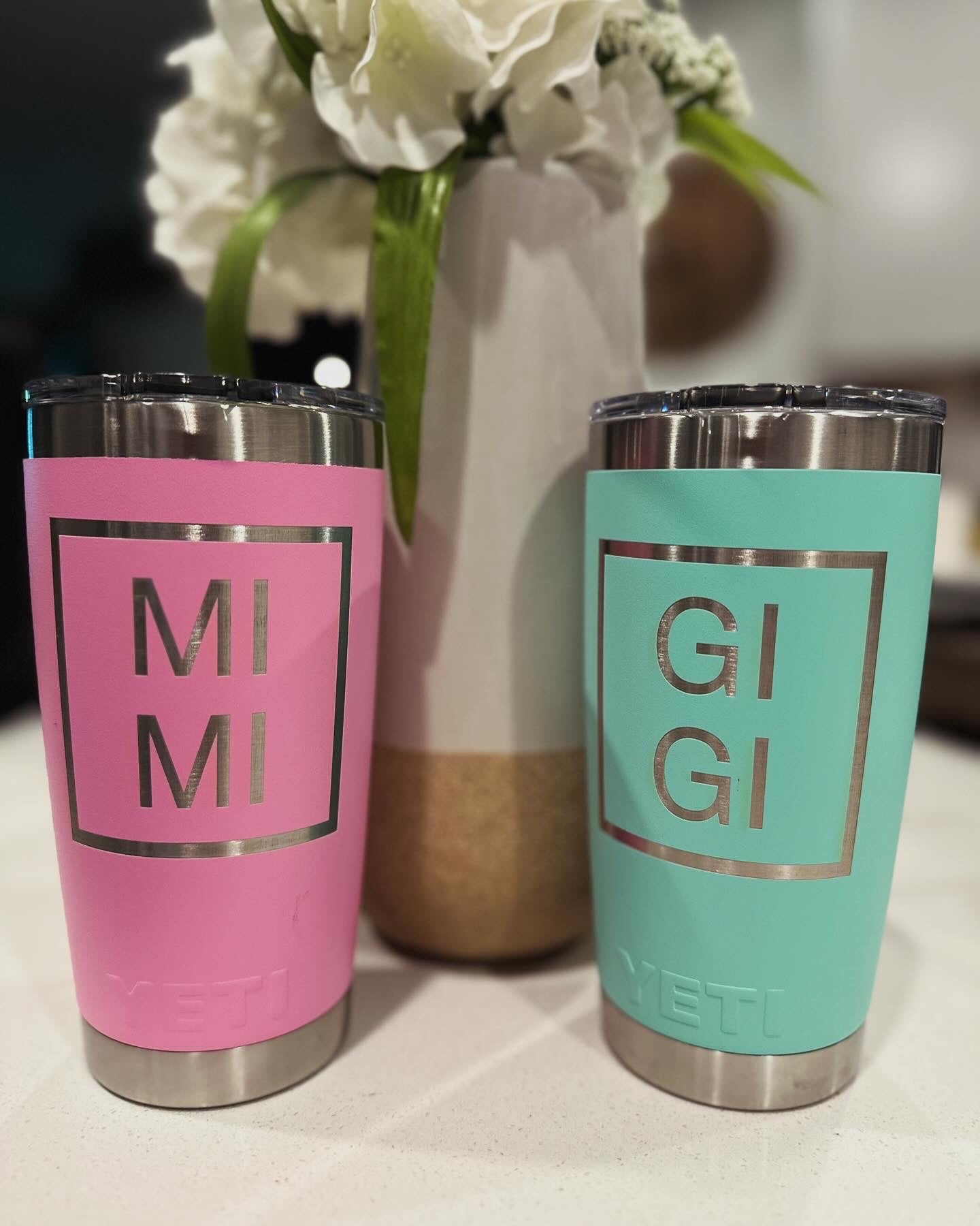 Laser Engraved 20oz Yeti Tumbler - Mama/ Mimi / Gigi